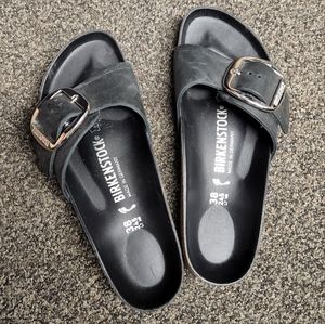 Birkenstock Madrid Leather Slides, black, Size 8